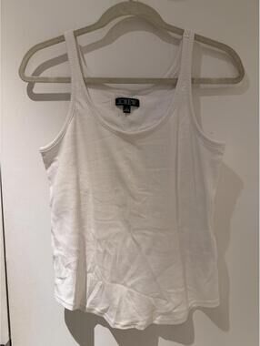 J.Crew White Ribbed Cotton Tank Top Size Large